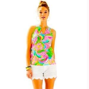 Lilly Pulitzer Arya Tank Top  in Multi So A Peeling Lions EUC